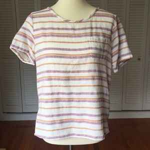 C&C California Cotton/Linen Blend Striped Top